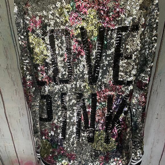 Victoria's Secret PINK Jacket Womens XS Multicolor Sequin Varsity Bomber - Picture 4 of 7